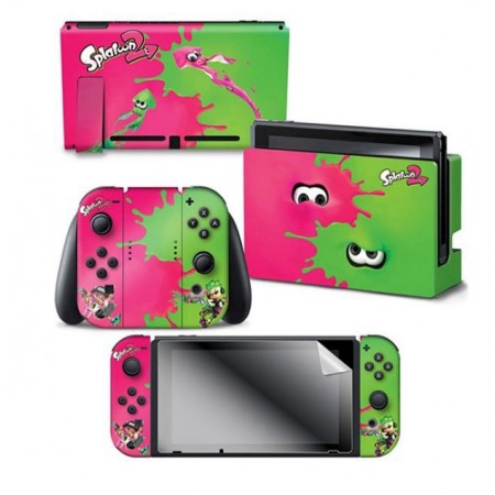 ADESIVO PARA NINTENDO SWITCH SPLATOON 2 PINK VS GREEN 022187 COM 3 ADESIVOS
