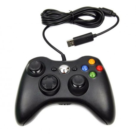CONTROLE XBOX 360 COM FIO PRETO PARALELO COM CAIXA
