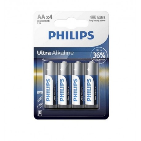 PILHA PHILIPS ULTRA ALKALINA LR6-E4B/97 AA COM 4 UNIDADES