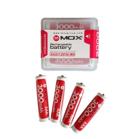 Pila Recarregavel Mox AAA - 4 Unidades 3000MAH